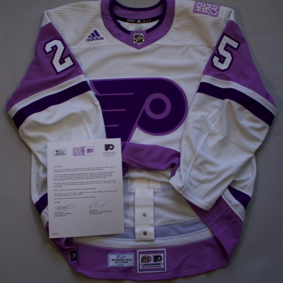 2021 Philadelphia Flyers Hockey Fights Cancer James van Riemsdyk warm up worn je - Picture 4 of 6